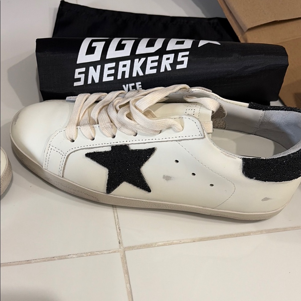 Golden Goose White Ice Silver Leather Super-Star Sneakers - Picture 2 of 6